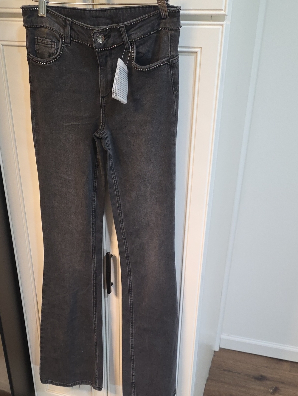 Liu Jo Milano Bottom Up Beat Black Rhinestone Jeans Size 27 Nwt